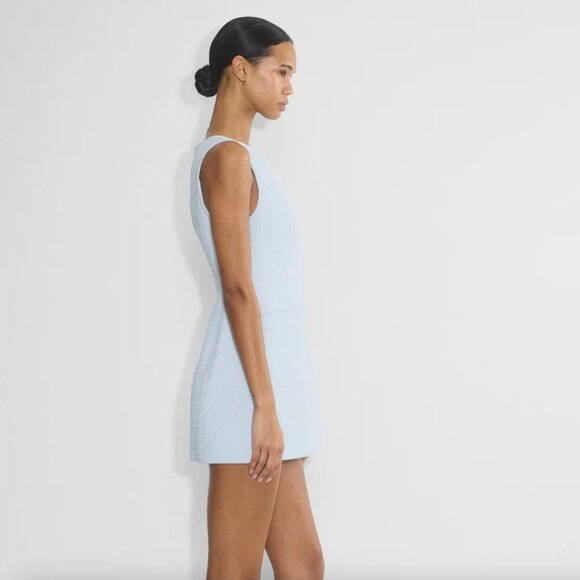 Aritzia Babaton Highrise Tweed Dress Micro Shift Dress Light Blue Size 0 - Picture 5 of 10